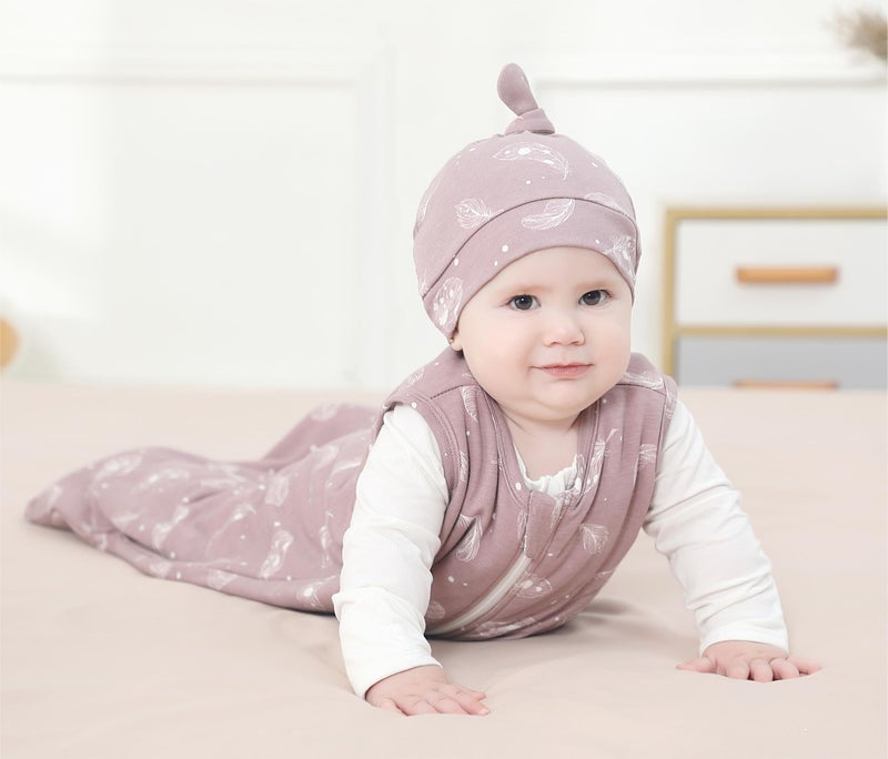 Owlivia Baby Organic Cotton 0.5 TOG Wearable Blanket-Light Sleeping Bag with 2-Way Zipper, Boys Girls Swaddle Transition Sleep Sack(0.5 TOG Feather Mauve, 12-18 Months) - Image 4